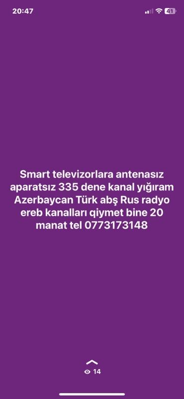 maraqli tv az: Smart televizorlar üçün antennasız və əlavə aparatsız 335 kanalın