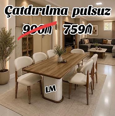ad gunu stolu: Mətbəx üçün, Yeni, Açılmayan, Dördbucaq masa, 6 stul — 1