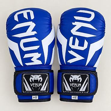 kik boks: Uşaq boks əlcəkləri – Venum, 4 oz - Rəng: mavi/ağ, iri Venum loqosu - — 2
