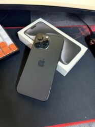 телефон верту: IPhone 15 Pro Max, Б/у, 256 ГБ, Black Titanium, Защитное стекло, Чехол, Кабель, 89 %