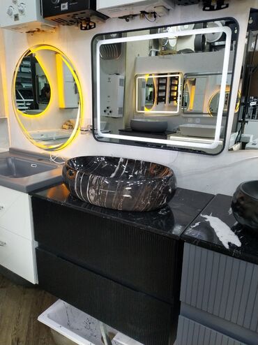 формы для гипса: Mərmər üslublu hamam dəsti - Üstəqoyma qab formalı mərmər naxışlı