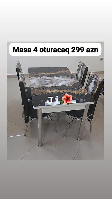 beton deşən: Mətbəx/dining dəsti – masa və 4 ədəd stul - Komplekt: 1 masa + 4 stul — 2