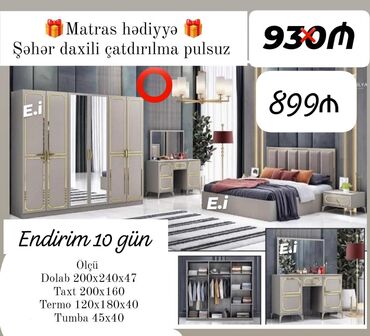 *Yataq dəsti 6 qapılı dolabla 899Azn 💥* ✔️Rəng seçimi var ✔️Şəhər