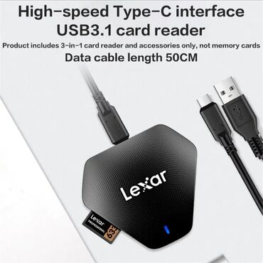 Digər kompüter aksesuarları: ● Orginal "Lexar" Yaddaş Kartı oxuyucusu. ● USB 3.1 (50cm usb kabel