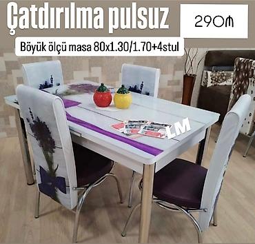 perla stol: Böyük ölçülü yemək masası dəsti - Masa ölçüsü: 80 x 130 sm (açıldıqda — 1