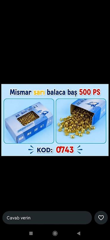 pano: Məhsul: Sarı başlı balaca xətkeş/mismar (pəncəli iynə tipli sancaq) - — 1