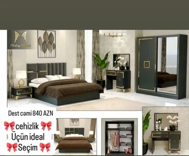 Yataq otağı dəstləri: 2 təknəfərlik çarpayı, Dolab, Tumba, 2 tumba, Azərbaycan, Yeni — 22