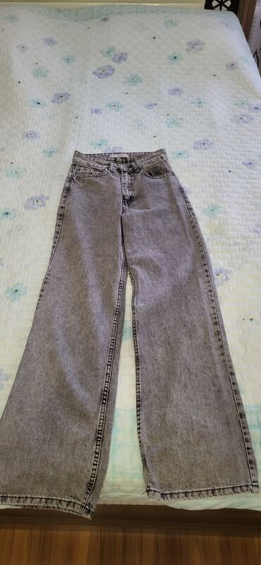 женские джинсы с высокой талией: Cinslər S (EU 36), 2XS (EU 32), rəng - Boz