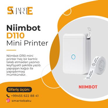 ev esyasi: ✅ Niimbot D110 mini printeri ilə heç bir kartric tələb etmədən