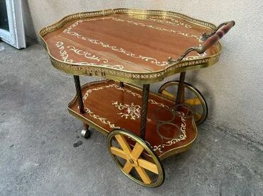 RS - Antique Drinks Carts: Stilska barska kolica za piće - intarzija - MOGUĆ PREVOZ U dobrom — 13