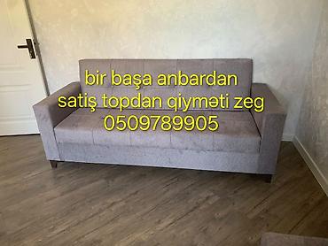kunc divan deri: Minimalist tərzli 3 yerlik divan - Rəng: boz/boz-bej tonları - Üstü — 1
