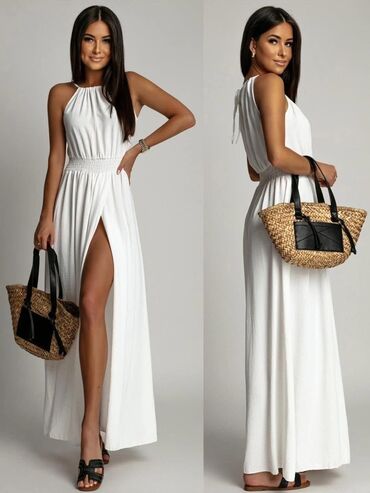 boho haljine 2023: Color - White, Cocktail, With the straps