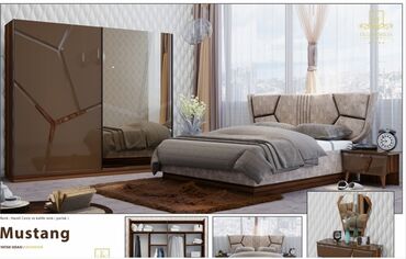 loft мебель: Двуспальная кровать, Шкаф, Трюмо, 2 тумбы, Турция, Новый