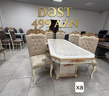 dekorativ yonca: Yemək otağı üçün klassik üslubda masa-stul dəsti. Xüsusiyyətlər: - — 1