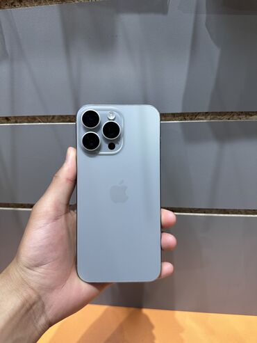 рассрочка телефона: IPhone 15 Pro Max, Б/у, 256 ГБ, Natural Titanium, Защитное стекло, Чехол, Коробка, 90 %