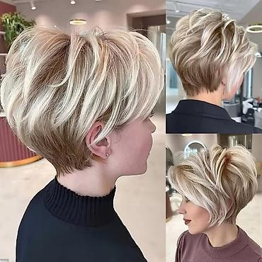 Perike i klipse: Kratka ženska perika – moderni pixie/bob stil - Dizajn: kratka — 7