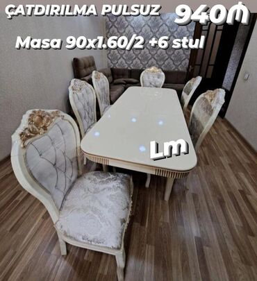 işlənmiş stol stul dəsti sumqayit: Qonaq otağı üçün, Yeni, Açılmayan, Dördbucaq masa, 6 stul, Azərbaycan