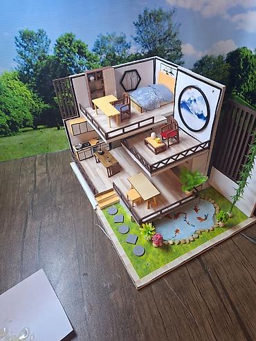 diorama: Maket ev dekorasiya – iki mərtəbəli Yapon üslubunda diorama 17x30x17 — 2