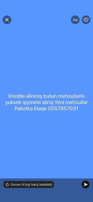 Digər xidmətlər: Xidmət: Kreditlə alınmış məhsulların alınması Təsvir: - Kreditlə əldə — 1