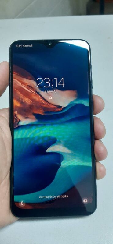 samsung 1210: Samsung A20, 32 ГБ, цвет - Синий, Кнопочный, Отпечаток пальца, Две SIM карты