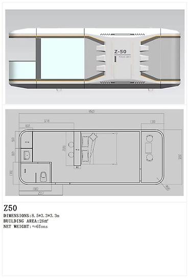 Konteynerlər: Gələcəyin modul yaşayış kapsulları – Z50 və Z70 Z50 - Ölçülər: 8.5 × — 2