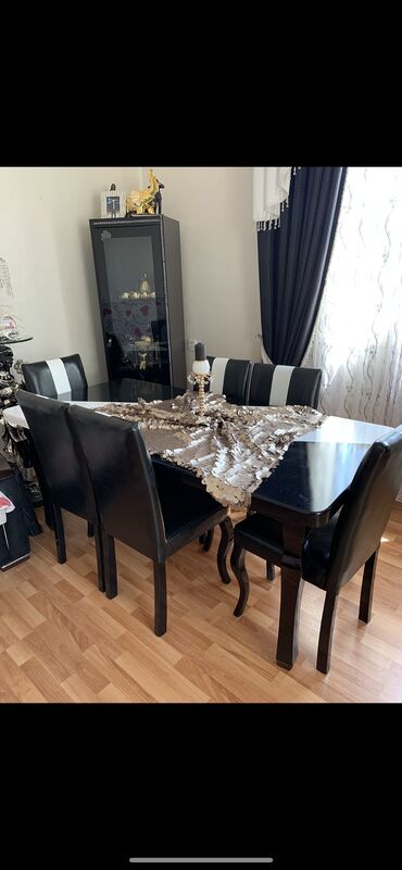 stol taxta: Для гостиной, Новый, Раскладной, Прямоугольный стол, 6 стульев, Турция