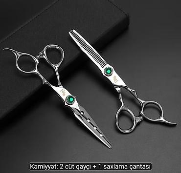 Qayçılar, bıçaqlar: Peşəkar saç kəsmə qayçıları dəsti Komplekt: - 2 cüt qayçı: düz kəsmə — 3
