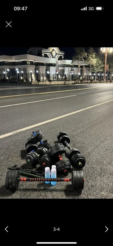 наборные гантели с поворотным механизмом: Разборные гантели/штанга 2-в-1 - Набор разборных гантелей с