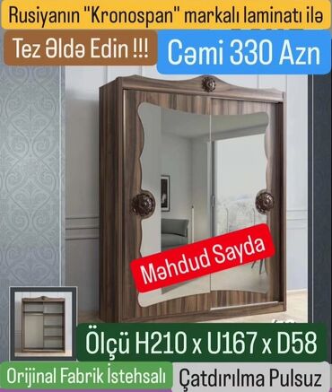koridor mebelleri: Qarderob, paltar dolabı, Yeni, 3 qapılı, Kupe, Düz dolab, Azərbaycan