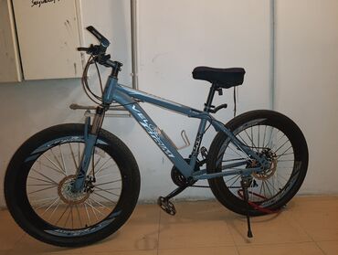 İdman velosipedləri: Velors V-680 dağ velosipedi - Rəng: boz-mavi, qrafik yazılarla - — 2