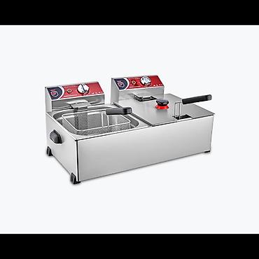 Silberinox Elektrik Fritöz 8+8 Litr – İkili Qazan, Paslanmayan Polad — 1