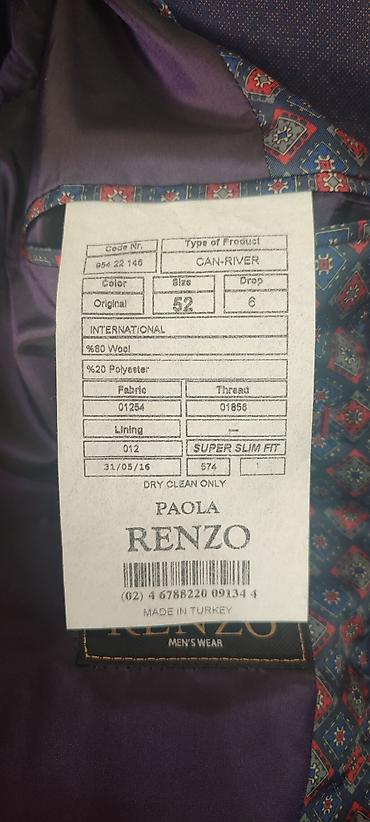 Костюмдар: Мужской пиджак Paola Renzo - Модель: CAN-RIVER, посадка Super Slim — 2