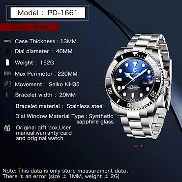 Ručni satovi: PAGANI DESIGN PD-1661 - Zelena - Rolex Submariner Homage Potpuno nov — 7