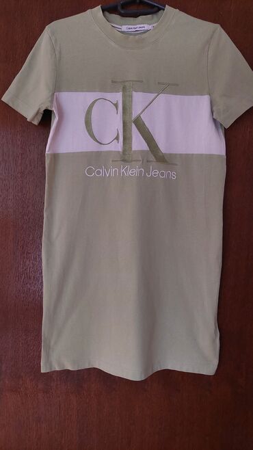 plava haljina i roze cipele: Calvin Klein S (EU 36), color - Khaki, Other style, Short sleeves