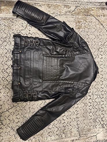 x9 pro max skuter: Motosiklet üslubunda qara dəri gödəkçə - Material: qara (taxıl — 3