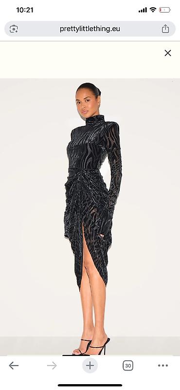 İdeal Vəziyyətdə PrettyLittleThing Zebra Devore Midi Don — Cəmi 1 Dəfə