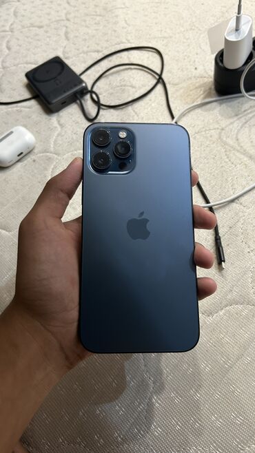 iphone 12 pro 256 цена бишкек: IPhone 12 Pro Max, Колдонулган, 256 ГБ, Blue Titanium, 76 %