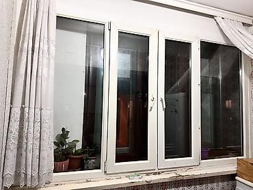 Plastik (PVC) pəncərə bloku - 4 bölməli ağ PVC çərçivə: 2 yan sabit