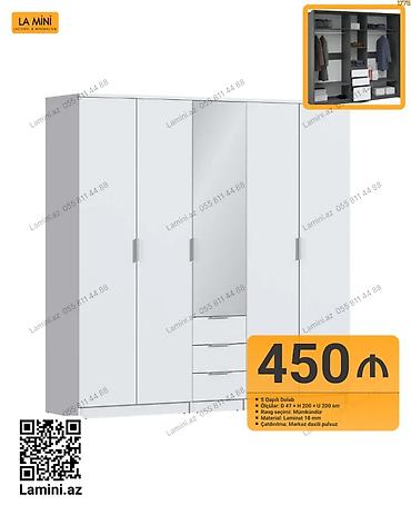 Dolablar: LA MİNİ – 5 qapılı dolab • Ölçülər: D 47 × H 200 × U 200 sm • Rəng — 1