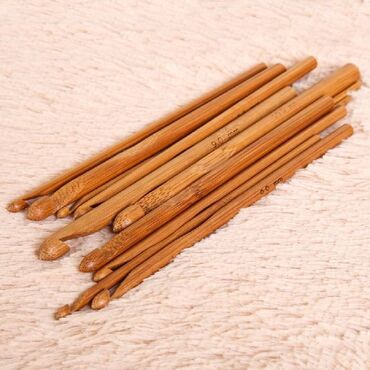 Серьги: Крючок/ крючки бамбуковый для вязания - 12 штук в наборе толщина от 3