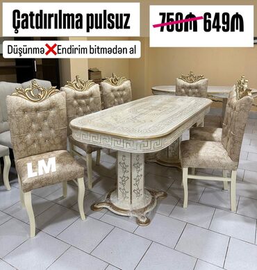 uşaq ucun stol stul: Qonaq otağı üçün, Yeni, Açılmayan, Dördbucaq masa, 6 stul