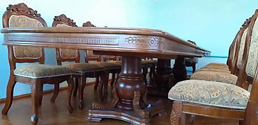 Кухонные столы: Стол длина 5 метр. столду кичирейтсе болот. Стул 20 штук. Материал — 7