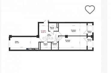 dubai: 2 комнаты, 81 м², Асанбай мкр 3 этаж, ПСО (под самоотделку) — 2