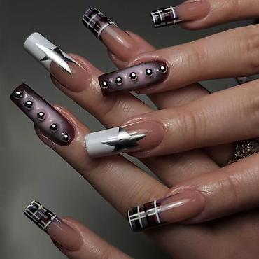 goth: Set veštačkih nokti – miks dizajna, dužina coffin - Kompletnan set — 2