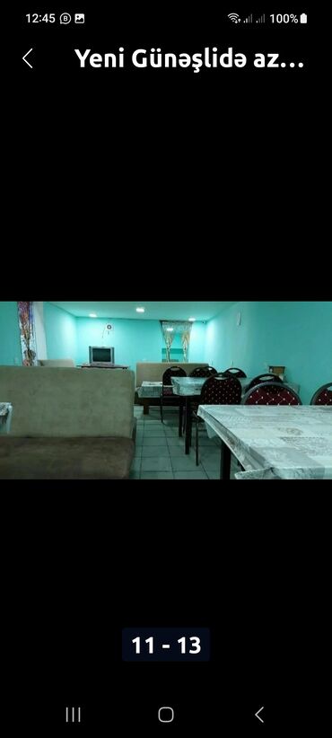 Restoran mebeli: 4 otaq bir zaldı.Ayaqyolusu və çöldə 6 kvadrat yeri var.Hazırda dərzi