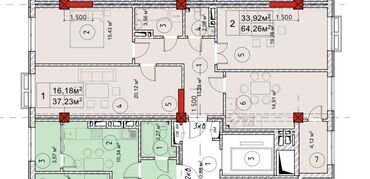 в районе кызыл аскер: 3 комнаты, 90 м², Индивидуалка, 2 этаж, ПСО (под самоотделку)