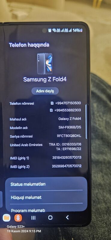 Samsung: Samsung Galaxy Fold 4, 256 GB, rəng - Boz