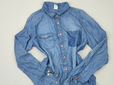 bluzki chłopięce z długim rękawem 134: Koszula 13 lat, stan - Dobry, wzór - Jednolity kolor, kolor - Niebieski
