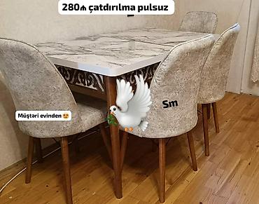 alcipan nece kvadratdir: Mətbəx üçün, Yeni, Dördbucaq masa, 4 stul — 1
