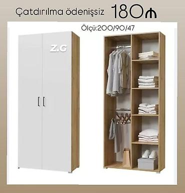 tek kiravatlar: İkiqapılı geyim dolabı - Ölçü: 200/90/47 sm - Rəng və dizayn: ağ ön — 1